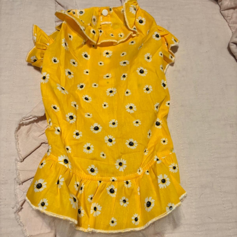 Yellow Floral Ruffle Dog Costume